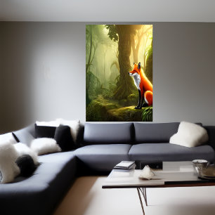 Le renard rouge dans la forêt   AI Art Poster