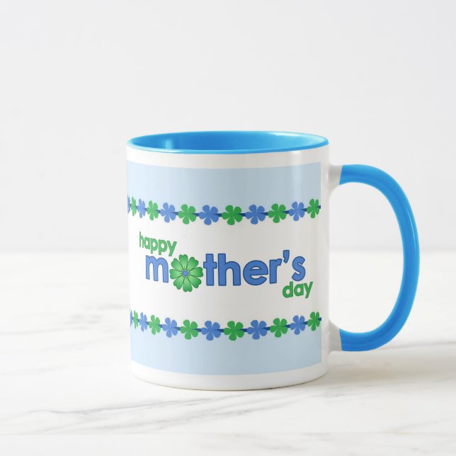 Le ressort bleu du jour de mère fleurit la tasse (Droite)