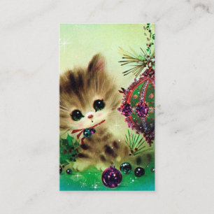 Le rétro chat vintage de Noël ajoutent la carte de