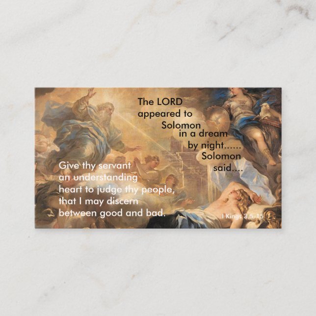 Le rêve de Soloman - petite carte de prière (Devant)