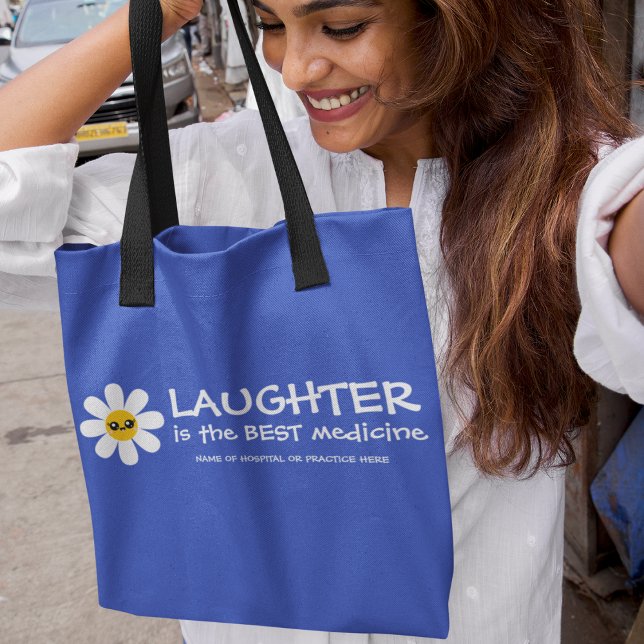 Le rire est le meilleur Sac fourre-tout médical (Cheer everyone up with this, "Laughter is the best medicine" personalized tote bag! )