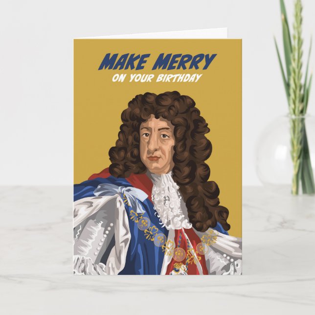 Le roi Charles II rend joyeux carte de voeux d'ann (Devant)