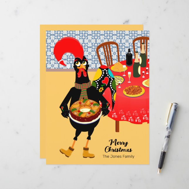 Le Rooster Portugais aime le gâteau du roi (Devant/Arrière en situation)