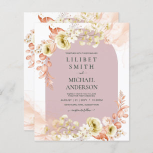 Le Rose Dusty Coral Boho mariage floral invite