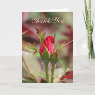 Le rose rouge bourgeonne le carte de remerciements