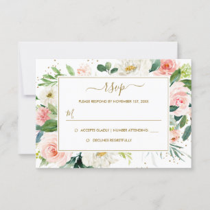 Le rose rougissent or floral d'or épousant RSVP
