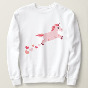 Le rose rougissent sweatshirt de coeurs de licorne