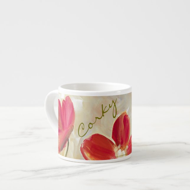 Le rouge fleurit des tasses de café express (Devant gauche)