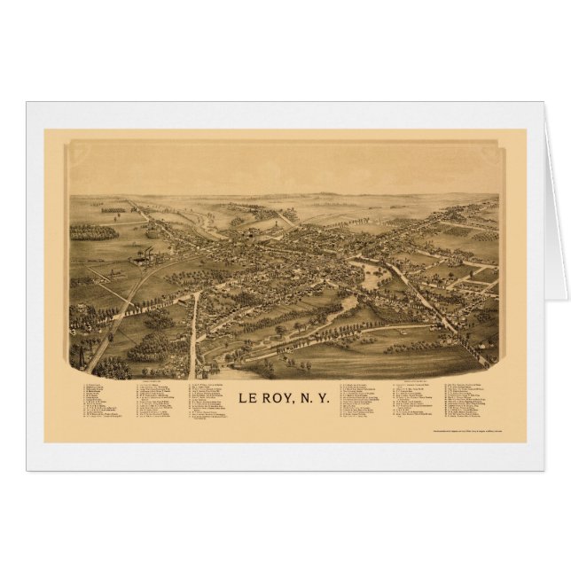 Le Roy, carte panoramique de NY - 1892 (Devant horizontal)