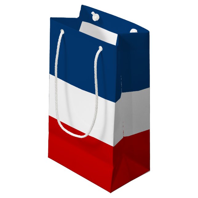 Le sac blanc et bleu rouge de cadeau - petit, (Devant Angle)