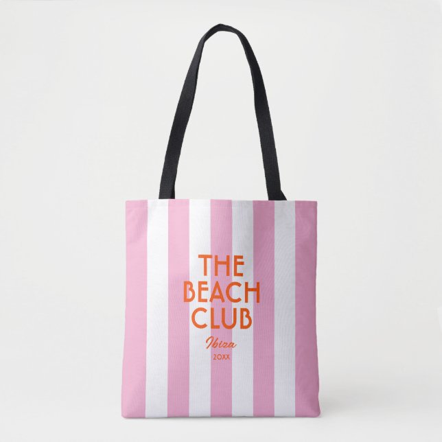 Le sac fourre-tout à rayures cabane rose The Beach (Devant)