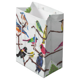 Le sac moyen de cadeau d'oiseaux chanteurs coloré