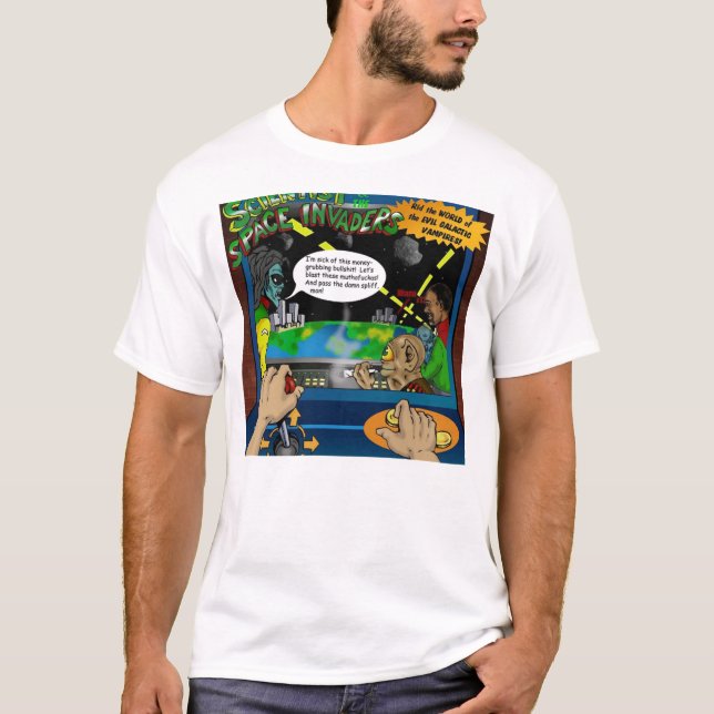 Le scientifique et les T-shirts de Spaceinvaders (Devant)