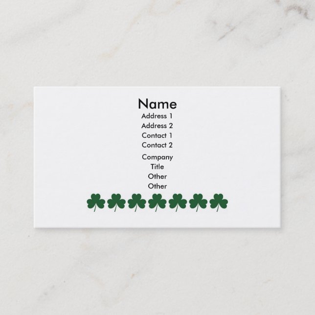 Le shamrock raye le carte de visite (Devant)