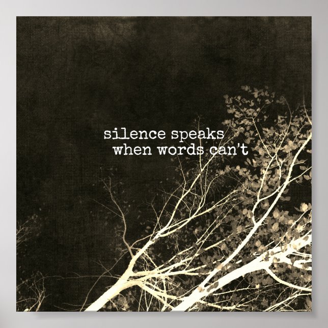 le silence parle citation motivante poster art (Devant)