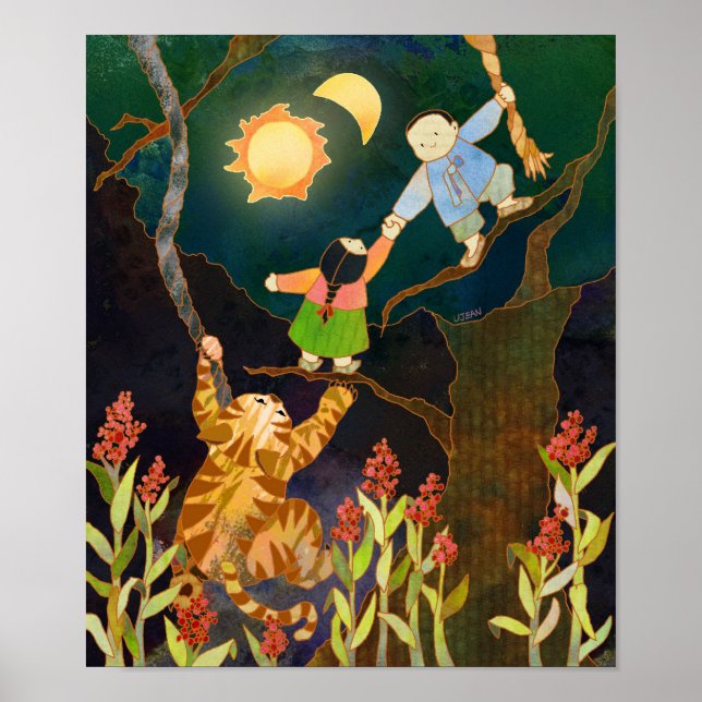 Le Soleil et la Lune : affiche de contes populaire (Devant)