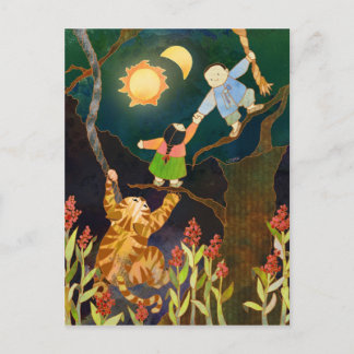Le soleil et la lune : Carte postale Coréenne Folk