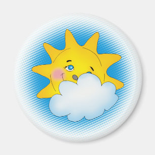 Le soleil et nuage heureux - aimant