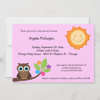Le Soleil Souriant Rose Et Le Invitation Du Baby s