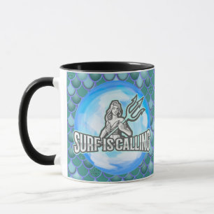 Le Surf de sirène appelle Mug BLEU