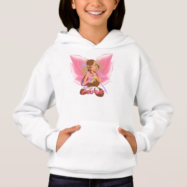Le sweat - shirt à capuche des filles. Rose. Avec (Devant)