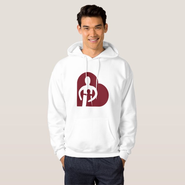 Le sweat - shirt à capuche des hommes (blanc) (Devant entier)