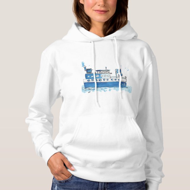 Le sweat shirt des femmes de bateau de pêche (Devant)