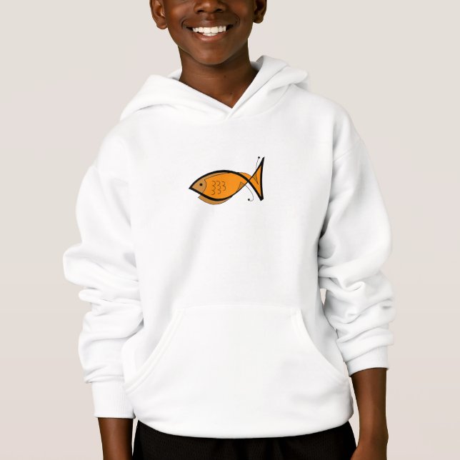 Le sweatshirt à capuchon de l'enfant de poissons (Devant)