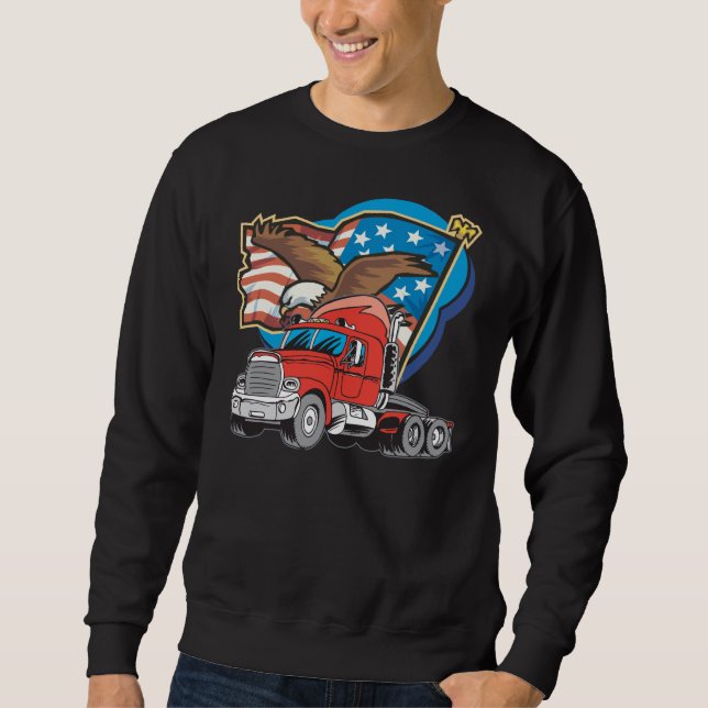 Le sweatshirt noir des hommes de camionneur (Devant)