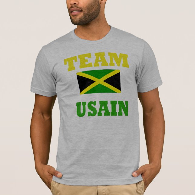 le T-shirt blanc des hommes de boulon d'usain - (Devant)