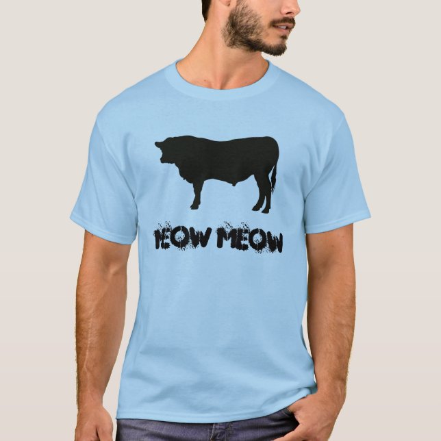 Le T-shirt bleu fou d'hommes de vache (Devant)