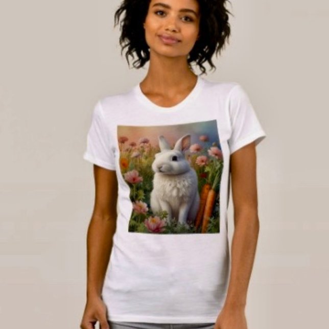 Le T-Shirt Blossom Bunny & Carrot Patch (Comfy tri-blend women’s tee feminine fit, scoop neck, short sleeves, relaxed fit.  
)