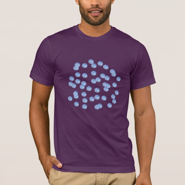 Le T-shirt classique bleu d'hommes de pois (Devant)