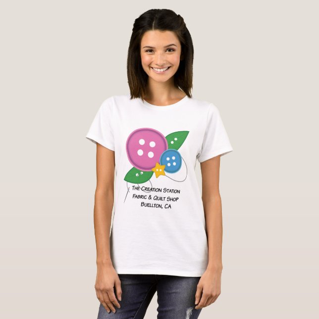 Le T-shirt de bouton de station de création (Devant entier)