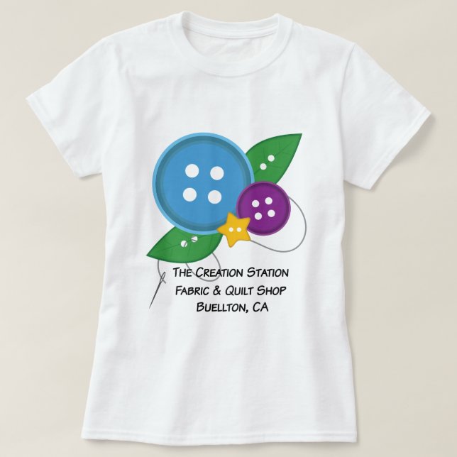 Le T-shirt de bouton de station de création (Design devant)