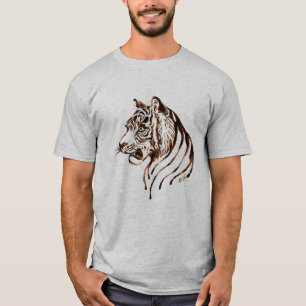 Le T-shirt de chocolat de tigre des hommes peints