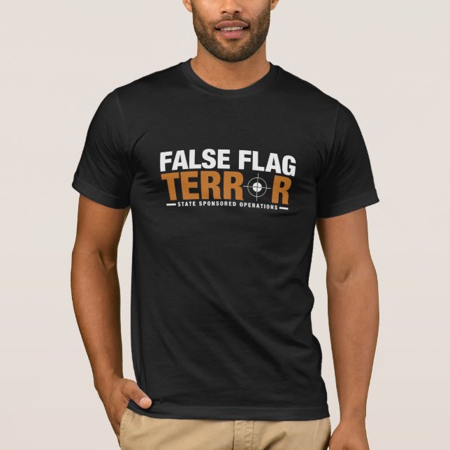 Le T-shirt de drapeau des hommes faux de terreur (Devant)
