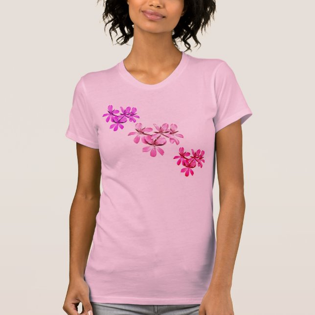 Le T-shirt de fleurs des femmes rouge-rose (Devant)