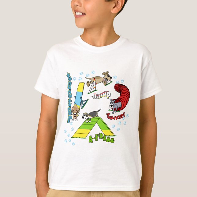 Le T-shirt de l'enfant d'agilité de chien de bande (Devant)