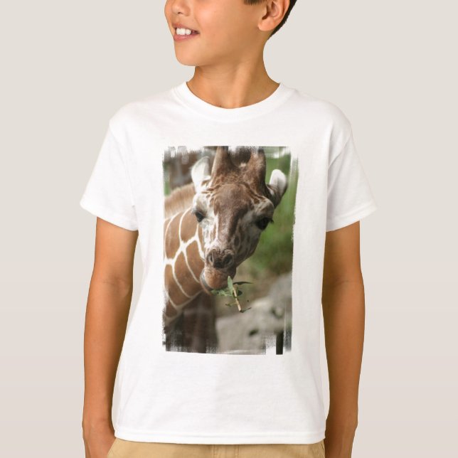 Le T-shirt de l'enfant de casse-croûte de girafe (Devant)
