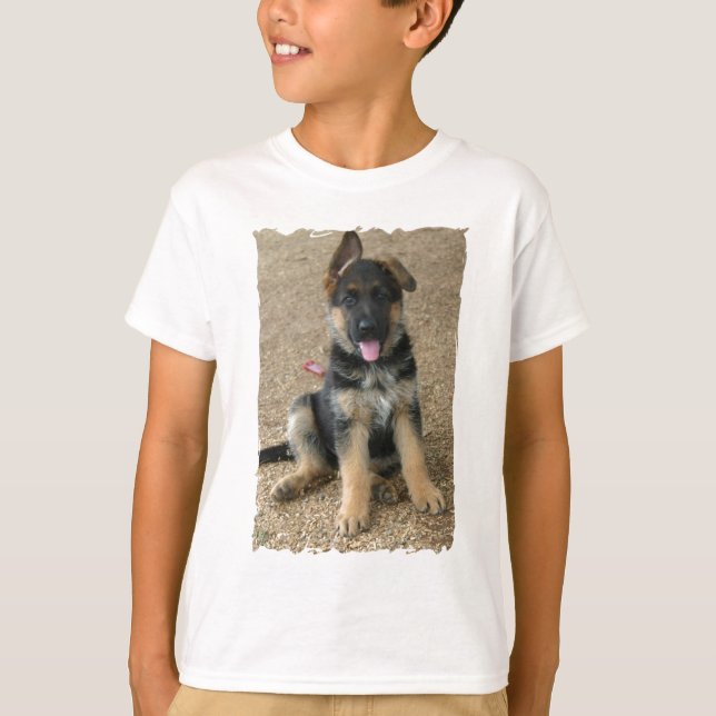 Le T-shirt de l'enfant de chiot de berger allemand (Devant)