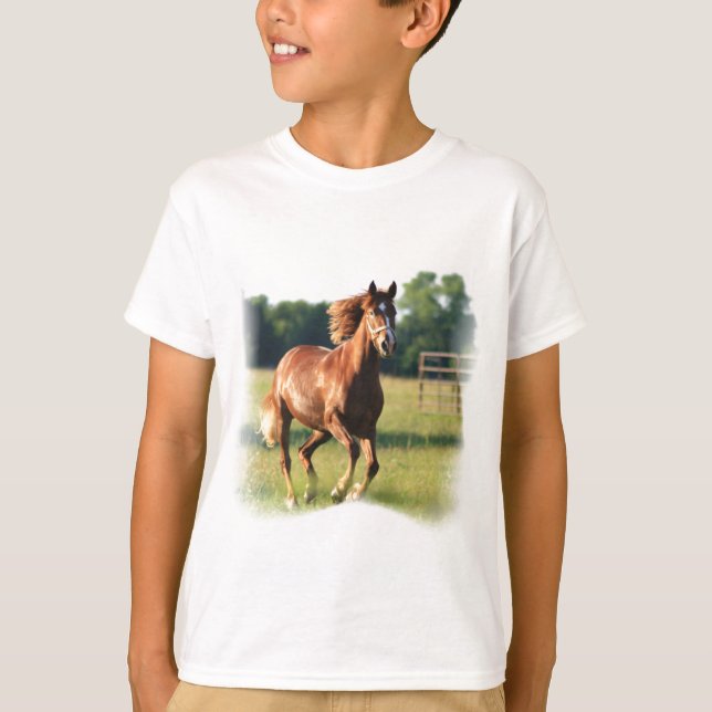 Le T-shirt de l'enfant galopant de cheval de (Devant)