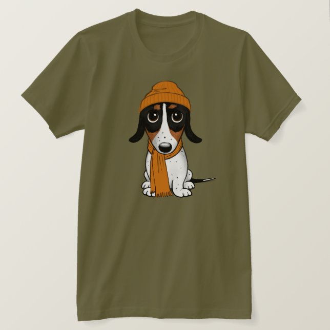 Le T-shirt de Piebald Dachshund Cute Hipster Dog (Design devant)