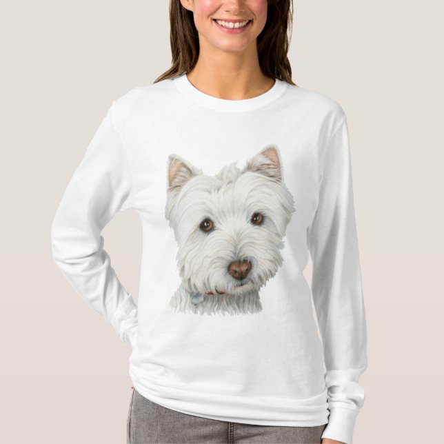 Le T-shirt de Westie de chien de la femme mignonne (Devant)