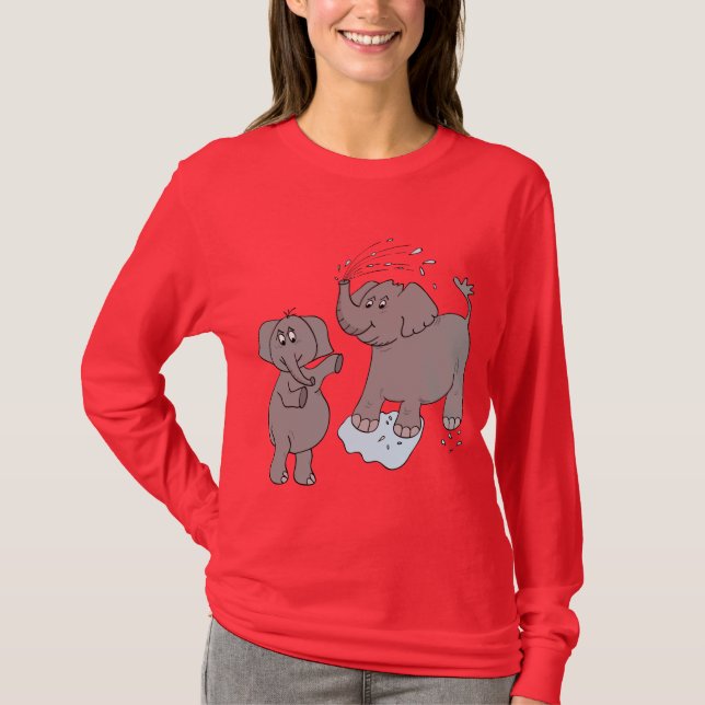 le T-shirt d'éléphants des femmes drôles de (Devant)