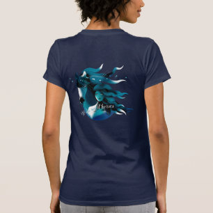Le T-shirt des femmes bleues de chevaux sauvages