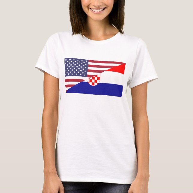 Le T-shirt des femmes croates de drapeau américain (Devant)