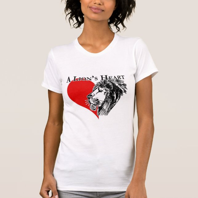 Le T-shirt des femmes de logo du coeur d'un lion (Devant)