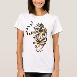Le T-shirt des femmes de marche de tigre de bande