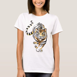 Le T-shirt des femmes de marche de tigre de bande